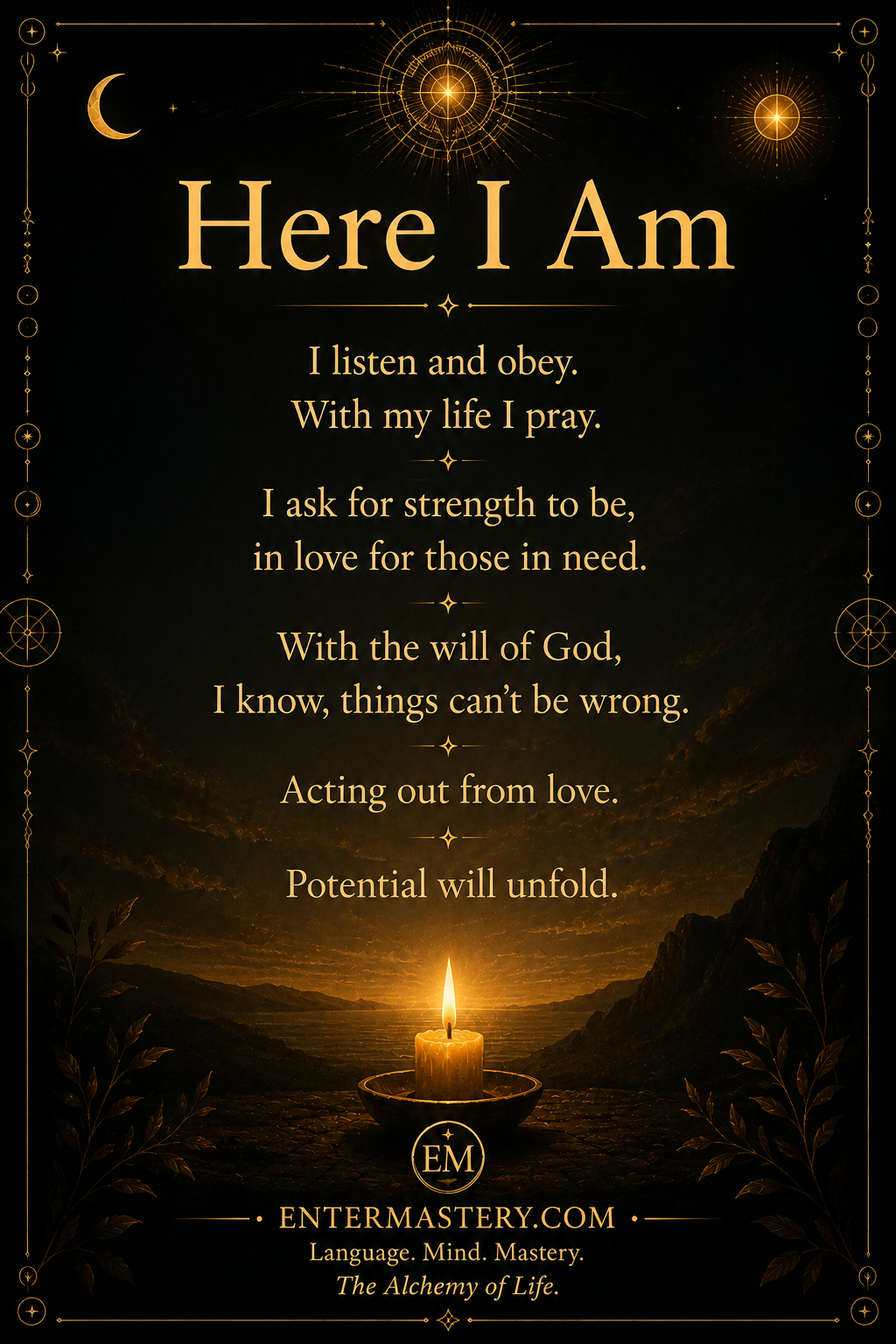 Here I Am — Closing Declaration Flyer — EnterMastery